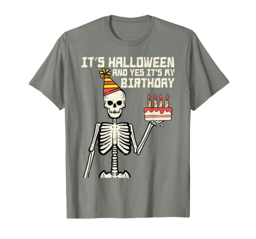 Halloween Shirts For Women Men Kids Boys Girls Its Halloween Yes My Birthday Skeleton Costume Men Women Kid T-Shirt - size
