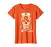Halloween Nurse Shirts For Women Scrub Costumes Nurse Sugar Skull Stethoscope RN Medical Halloween Costume T-Shirt - size
