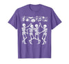 Dancing Skeletons Halloween Party Music Shirts Spooky Skeletons Symphony Halloween Dance Music Men Women T-Shirt - size chart