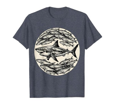 Sardines Forming Shark Silhouette Fish Art T-Shirt