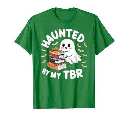 Halloween Student Books Lovers Haunted By My TBR Haunted By My TBR Cute Ghost Book Reading Teacher Halloween T-Shirt - size