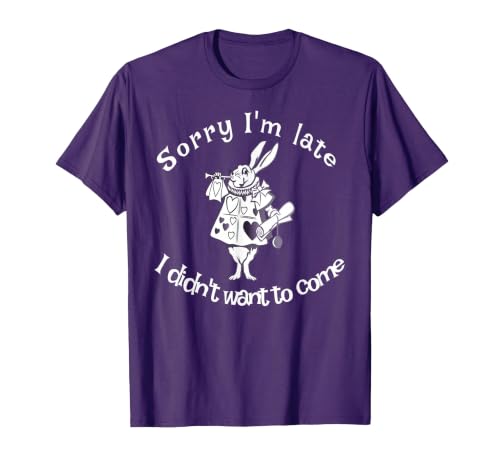 Sorry I'm Late, I Didn't Want to Come White Rabbit Watch T-Shirt — design detail