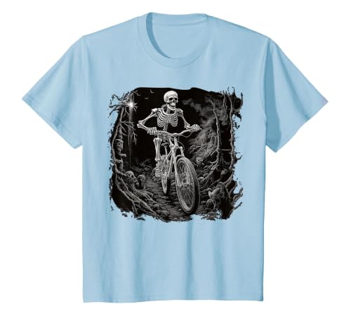 Scary Cyclist Skeleton Gifts Cycling Skeleton Mountain MTB Bicycle Cyclist Skeleton T-Shirt - size chart