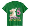 Kids 5th Birthday Rabbit Princess Girl Bunny 5 Years Old T-Shirt — design detail