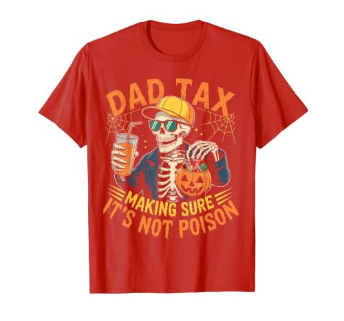 Dad Tax Halloween Pumpkin Candy Art Dad Tax Halloween Pumpkin Candy Funny Skull Men Dad Joke T-Shirt - size chart