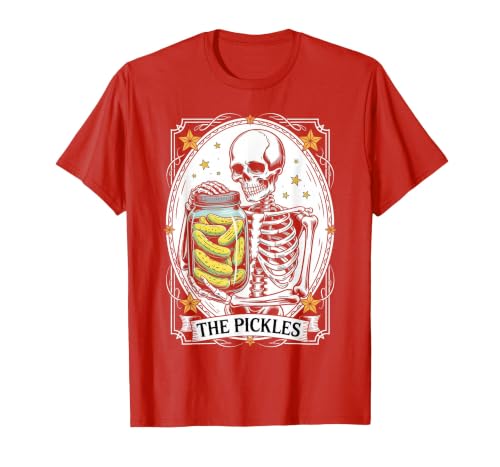 Tarot Card Skeleton Halloween Ades.shirt The Pickles Tarot Card Skeleton Canning Season Gardener T-Shirt - size chart