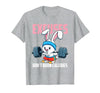 Excuses Don't Burn Calories Rabbit Fitness Gym Bunny T-Shirt — design detail