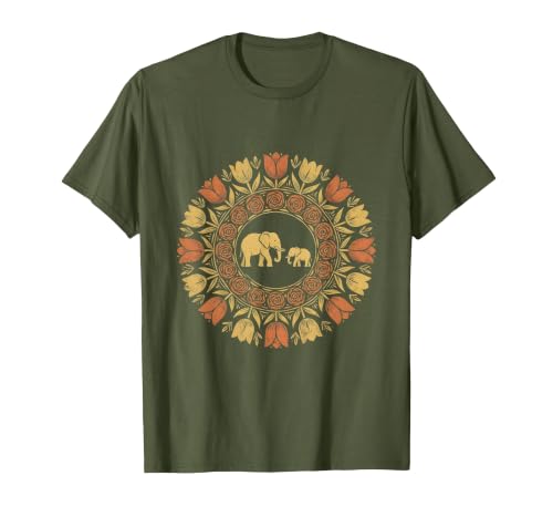 Mademark Mother Elephant and Baby Walking Through Tall Grass T-Shirt - Men - size chart