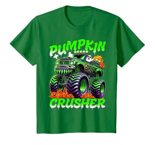Pumpkin Crusher Kids Tees Pumpkin Crusher Monster Truck Ghosts Halloween for Boys T-Shirt - size chart