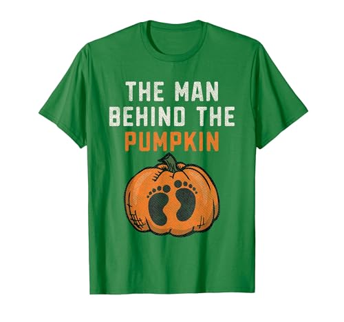 Halloween Pregnancy Announcement for Future Dad The Man Behind The Pumpkin Dad Halloween Pregnancy Reveal T-Shirt - size