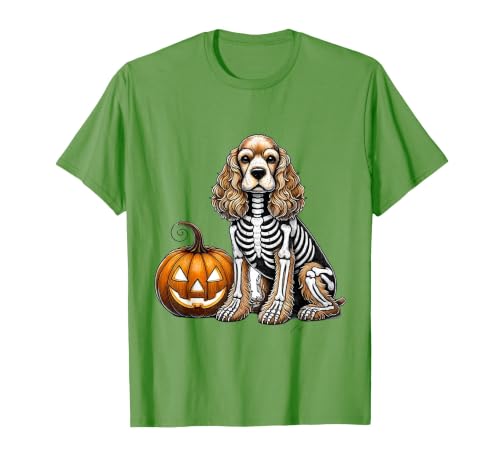 Spooky Cocker Spaniel Skeleton Costumes Halloween Cocker Spaniel Skeleton Jack O Lantern Funny Dog Halloween T-Shirt - size