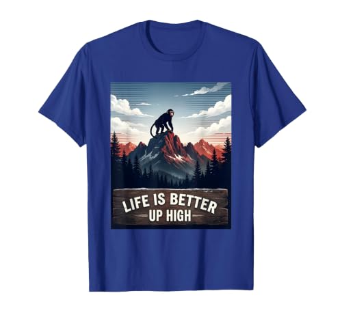 Mademark Life Is Better Up High Monkey Design T-Shirt - Men - size chart