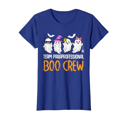 Halloween Tees for Women Men Kids Team Paraprofessional Boo Crew Ghost Halloween para Costume T-Shirt - size chart