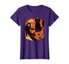 Halloween scary black cat Vintage Scary Halloween Black Cats and Pumpkin T-Shirt - size chart
