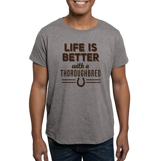 CafePress Thoroughbred Horse Men's Classic T Shirt Men's Semi-Fitted Classic Cotton T-Shirt - Graphite
