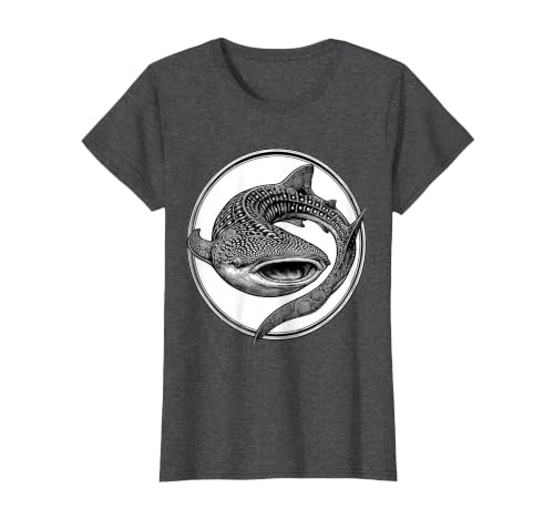 Mademark Whale Shark Swirling Tattoo Art Design T-Shirt - size chart