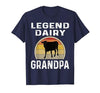 Funny Dairy Farmer Gifts Legend Dairy Grandpa Retro Sunset Cow Farming Funny Cattle T-Shirt - size chart
