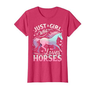 Funny Horse Lovers Just a Girl Who Loves Horses T-Shirt - size chart