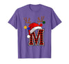 Christmas Buffalo Plaid Alphabet Tees Letter M Name Initial Buffalo Plaid Alphabet Monogram T-Shirt - size chart
