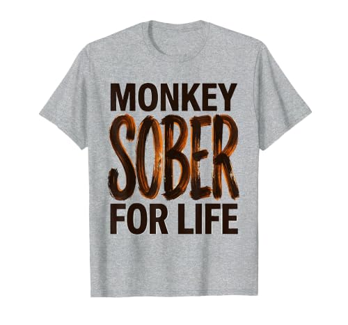 Mademark Monkey Sober For Life Funny Sobriety Design T-Shirt - Men - size chart