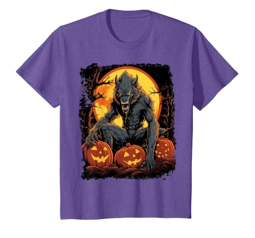 FrightNightFits Werewolf Orange Halloween T-Shirt - size chart