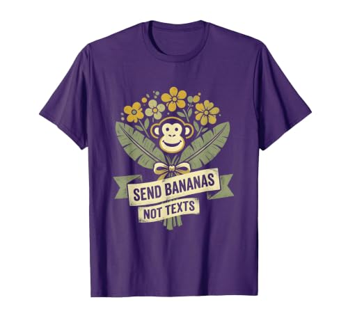 Mademark Send Bananas Not Texts Funny Monkey Design T-Shirt - Men - size chart