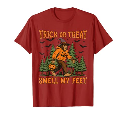 Bigfoot Halloween Costume Party Outfits Trick Or Treat Smell My Feet Bigfoot Halloween Sasquatch T-Shirt - size chart