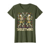 Spirit Week Twin Day Skeletwins Halloween Twins Dancing Skeletons Twins Halloween Matching Skeletwins T-Shirt - size chart