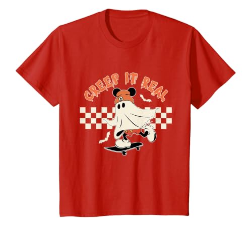 Halloween Creep it Real Vintage Ghost CKTEE2 Vintage Halloween Creep It Real Mouse Ghost Boy Fall Season T-Shirt - size chart