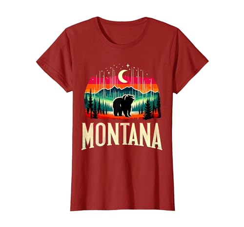 Grizzly Bear Mountain Forrest Nature Montana Grizzly Bear Mountain T-Shirt - size chart