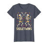 Spirit Week Twin Day Skeletwins Halloween Twins Dancing Skeletons Twins Halloween Matching Skeletwins T-Shirt - size chart