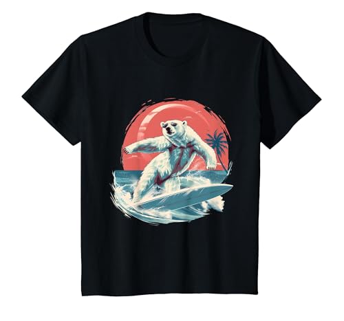 Sea Ocean Animal Art Polar Bear Ocean Sea Animal Surfing Ocean Sea Polar Bear T-Shirt - size chart