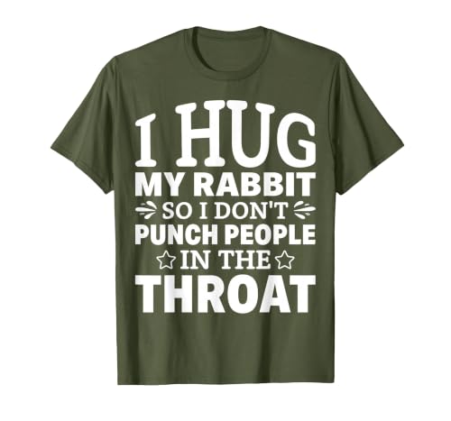 I Hug My Rabbit I Easter Bunny Design Lionhead Rabbit T-Shirt — design detail