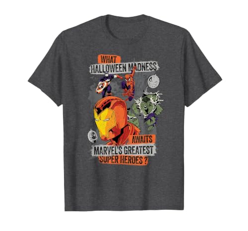 Marvel Halloween Madness Awaits the Greatest Super Heroes T-Shirt - size chart