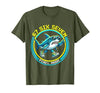 Mademark 67 Six Seven Pixel Mode Absurdist Shark Design T-Shirt - size chart