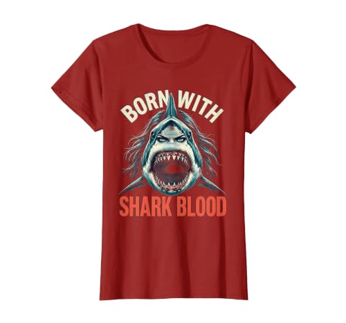 Mademark Born With Shark Blood Fierce Women Design T-Shirt - size chart