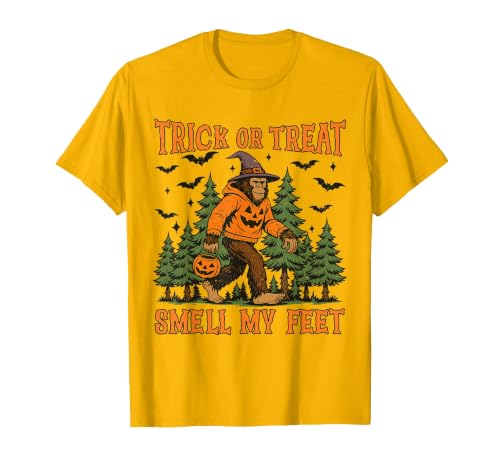 Bigfoot Halloween Costume Party Outfits Trick Or Treat Smell My Feet Bigfoot Halloween Sasquatch T-Shirt - size chart