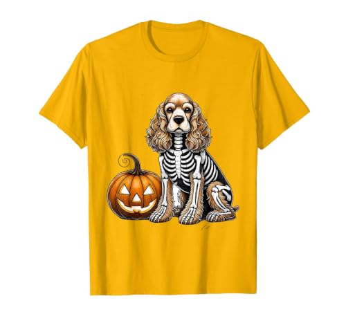 Spooky Cocker Spaniel Skeleton Costumes Halloween Cocker Spaniel Skeleton Jack O Lantern Funny Dog Halloween T-Shirt - size