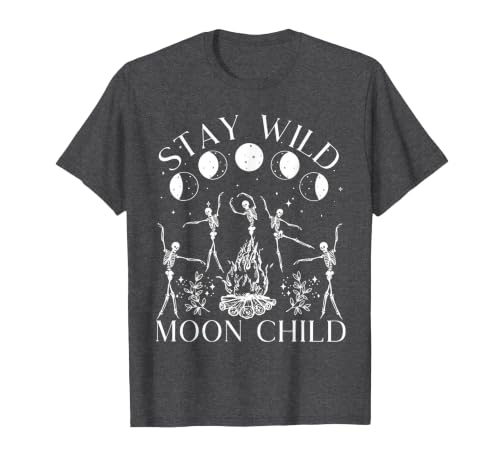 Funny Stay Wild Moon Child Tee Shirt Stay Wild Moon Child Funny Skeleton Dancing Halloween T-Shirt - size chart