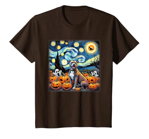Pitbull Starry Night Tees Starry Night Pitbull Halloween T-Shirt - size chart