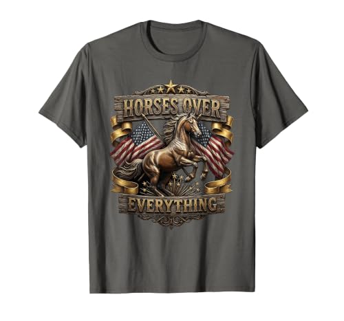Mademark Horses Over Everything Equestrian Design T-Shirt - Men - size chart
