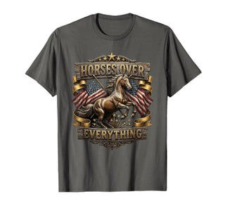 Mademark Horses Over Everything Equestrian Design T-Shirt - Men - size chart