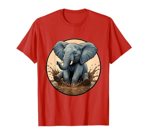 Mademark Baby Elephant Splashing in Muddy Puddle T-Shirt - Men - size chart