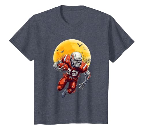 American Football Skeleton Halloween Shirt Football Fan T-Shirt - size chart