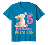 Kids 5th Birthday Rabbit Princess Girl Bunny 5 Years Old T-Shirt — design detail