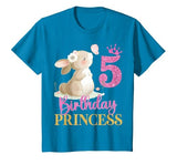 Kids 5th Birthday Rabbit Princess Girl Bunny 5 Years Old T-Shirt — design detail
