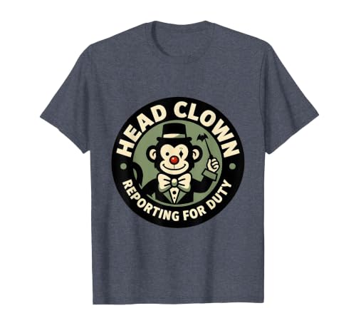 Mademark Head Clown Reporting For Duty Circus Monkey Design T-Shirt - Men - size chart