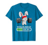 Bunny Gym Rabbit Weights Installing Muscles T-Shirt — design detail
