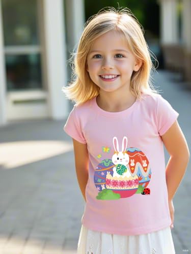 Easter Day Gift for Toddler Boy Baby Girl Tractor Loving Bunny T-Shirt — design detail