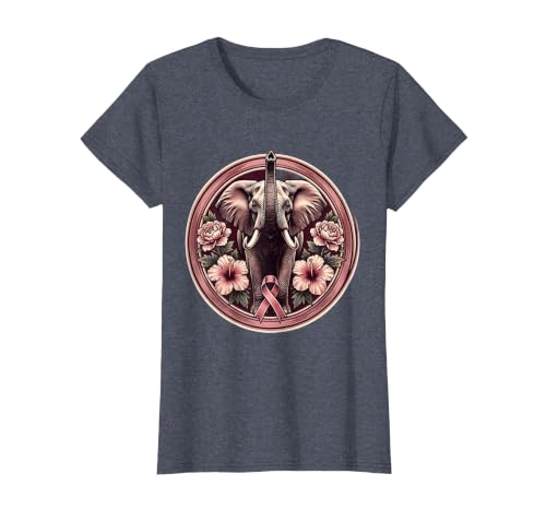 Mademark Elephant Pink Flowers Breast Cancer Awareness T-Shirt - Women - size chart